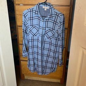 MICHAEL MICHAEL KORS blue long shirt dress with two frontal pockets